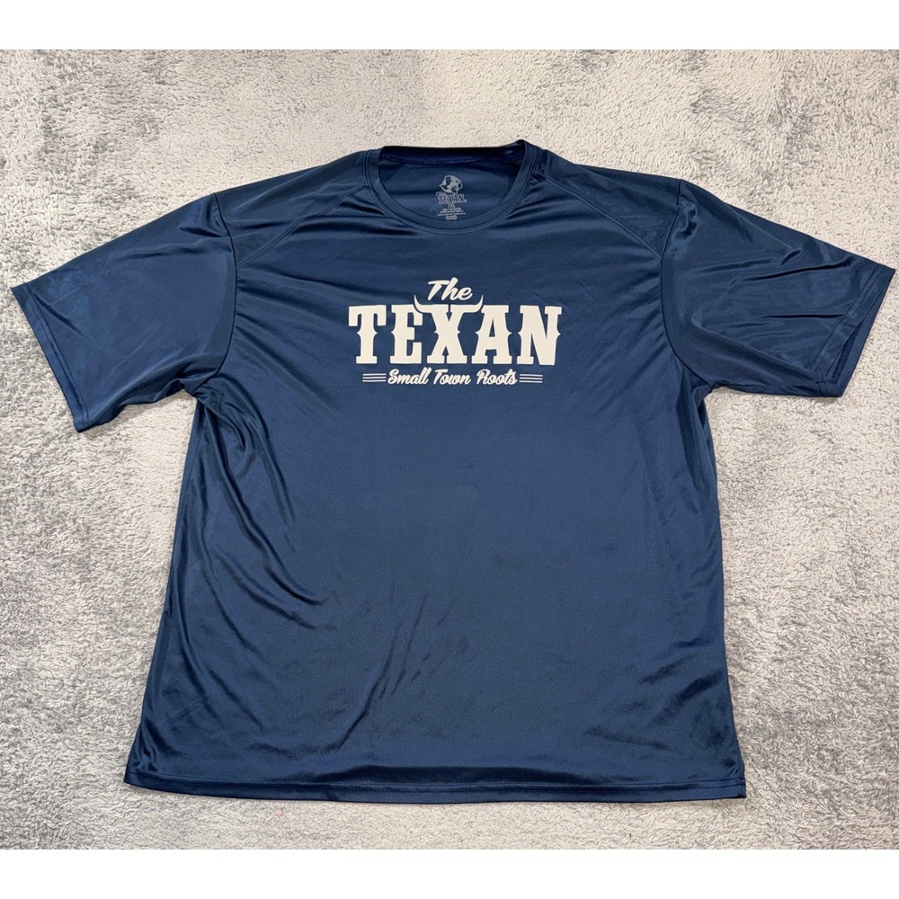 The Texan Mens Small Town Roots Performance T Shirt 3XL Navy Blue Polyester